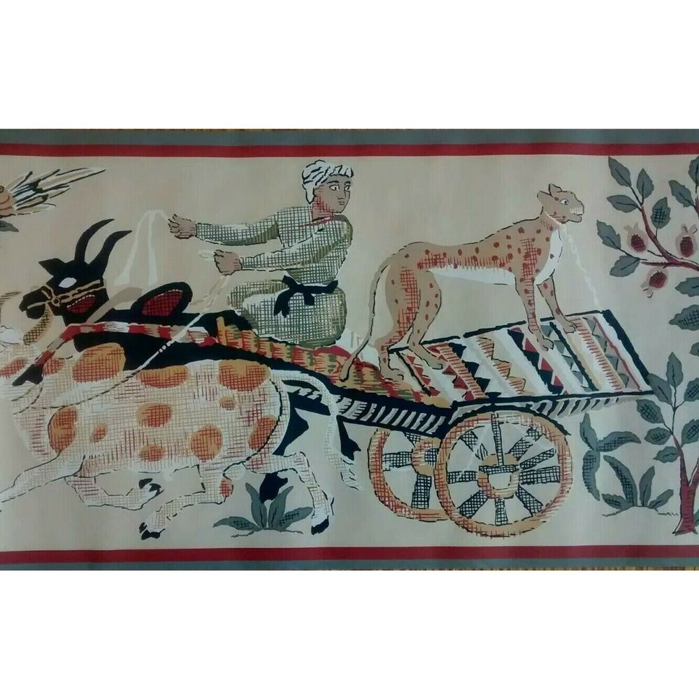 York Wallpaper Border 9" Farming, Ethnic, Animal Theme - Beige - 5 yds.